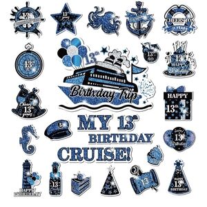 Birthday Trip My 13th Birthday Cruise Party Sticker Set - Blue